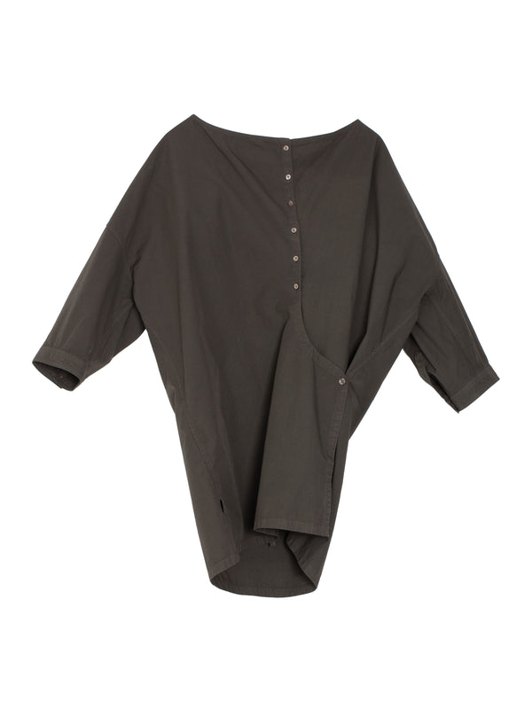 Short Sleeve Twisted Shirt Dark Brown