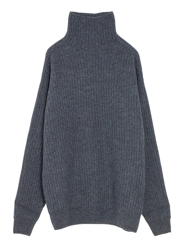 Felted High Neck Jumper Midnight Navy Melange