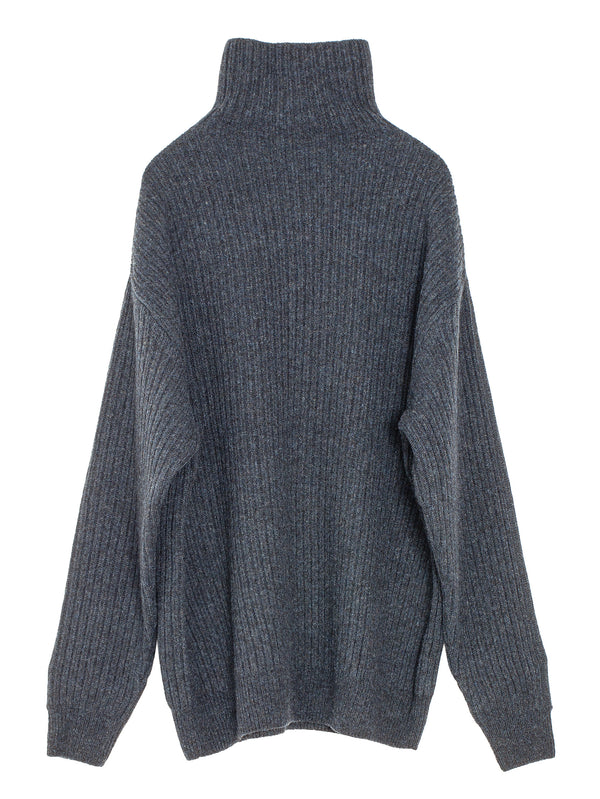 Felted High Neck Jumper Midnight Navy Melange