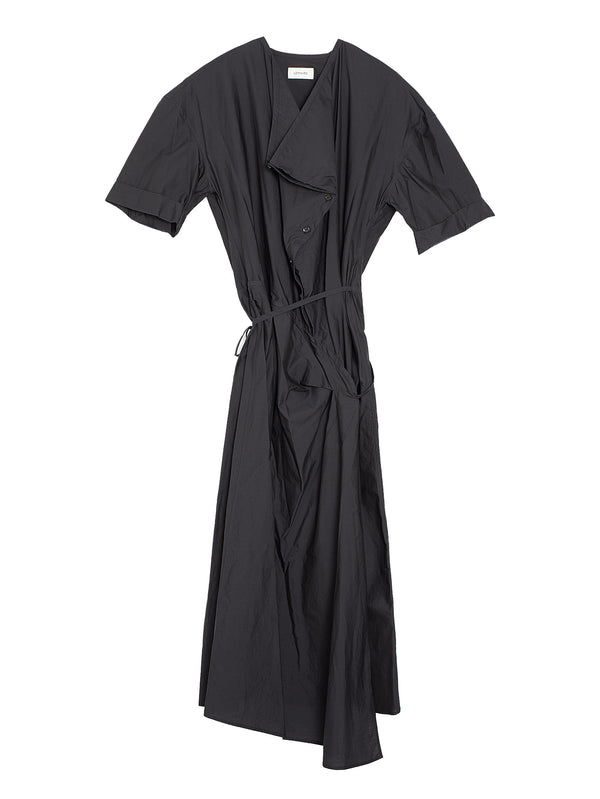 Short Sleeve Wrap Dress Black