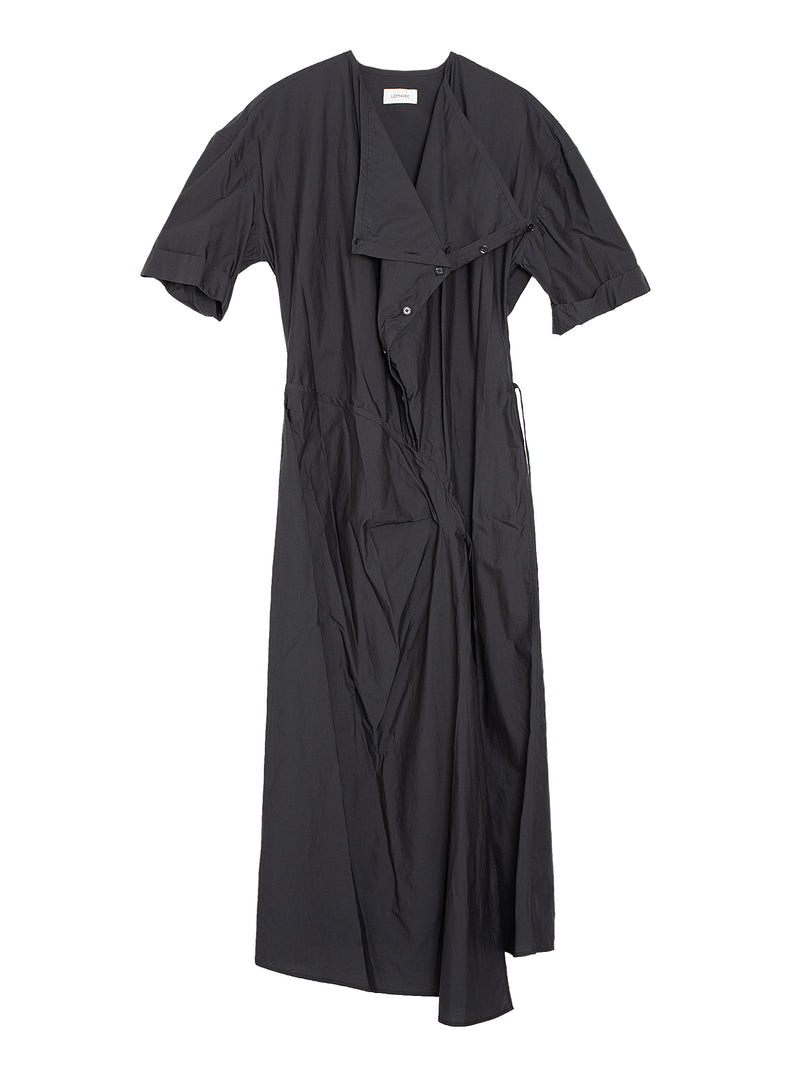 Short Sleeve Wrap Dress Black