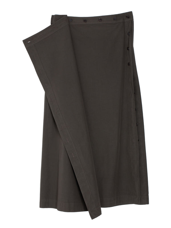 Buttoned Long Skirt Dark Brown