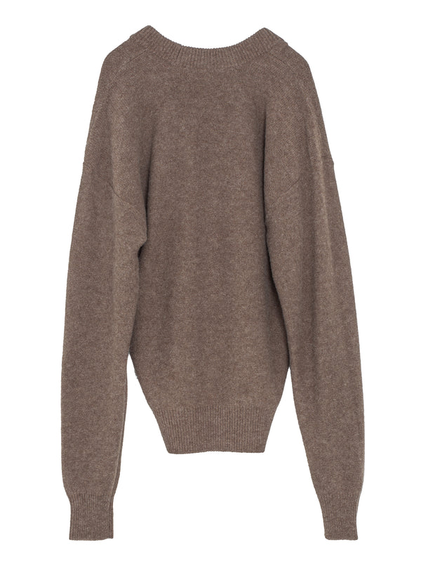 Boxy V-Neck Sweater Hazelnut Melange