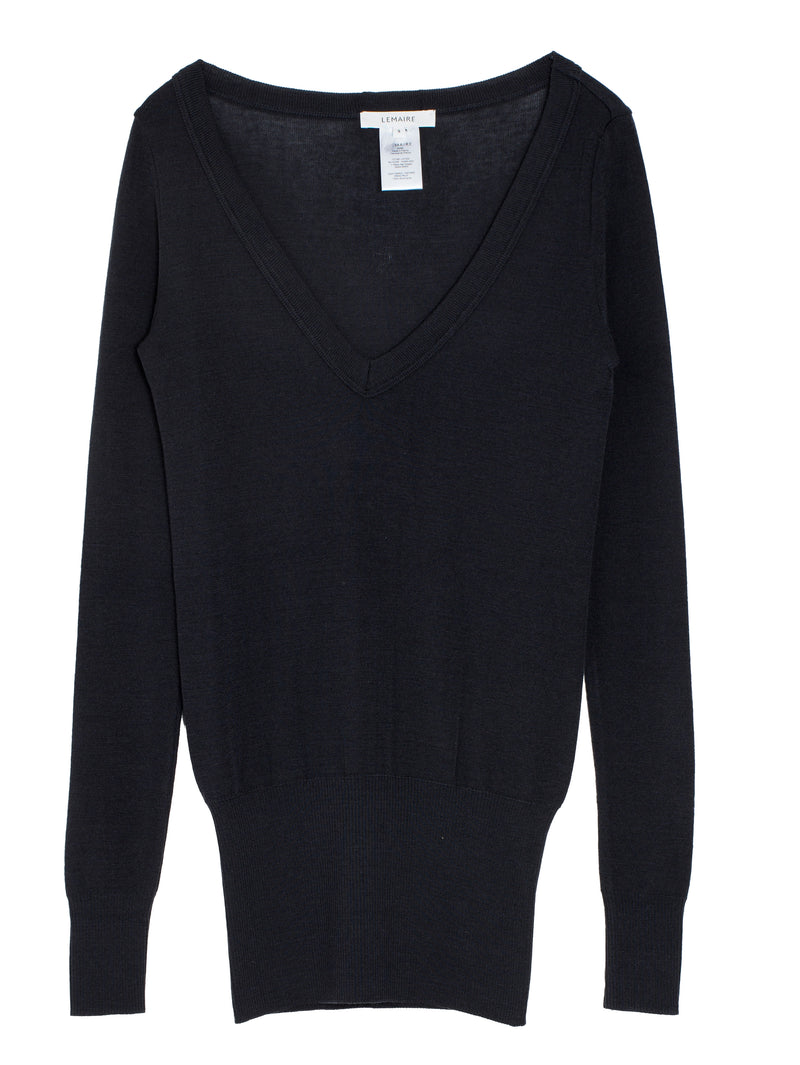 Seamless V-Neck Top Granite Black