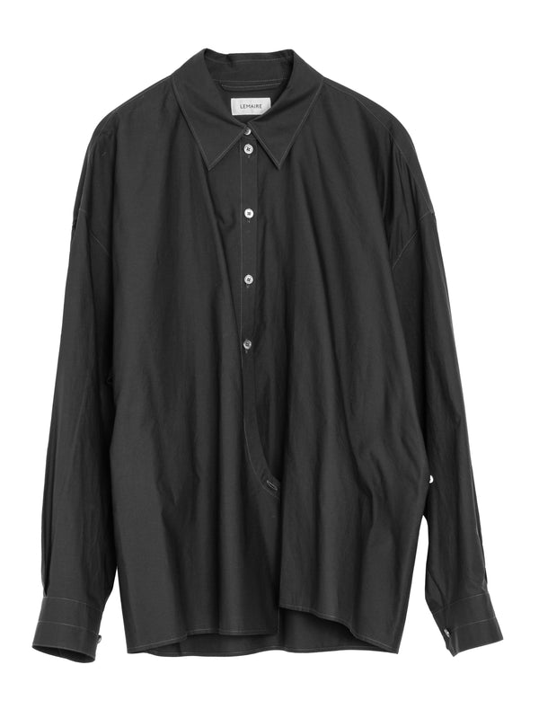 Straight Collar Twisted Shirt Squid Ink