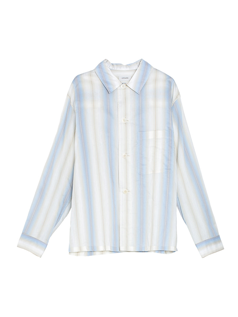 Long Sleeve Pyjama Shirt Powder Blue and Cloud Grey