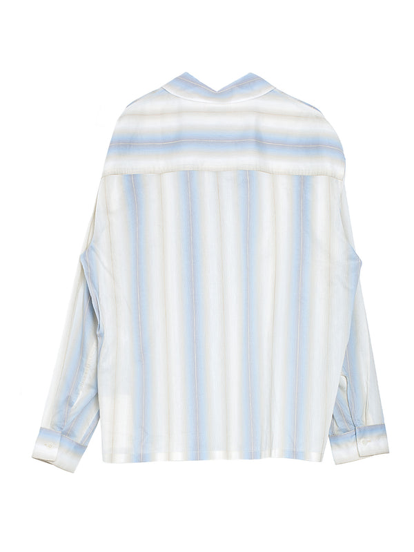 Long Sleeve Pyjama Shirt Powder Blue and Cloud Grey