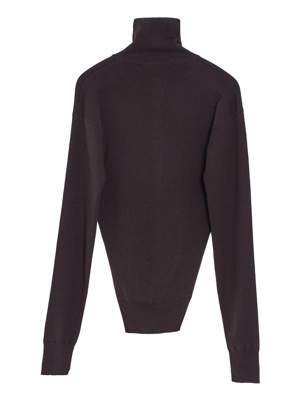 Buttoned Fitted Cardigan Aubergine