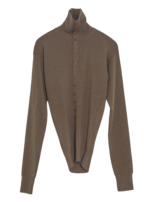 Buttoned Fitted Cardigan Havana