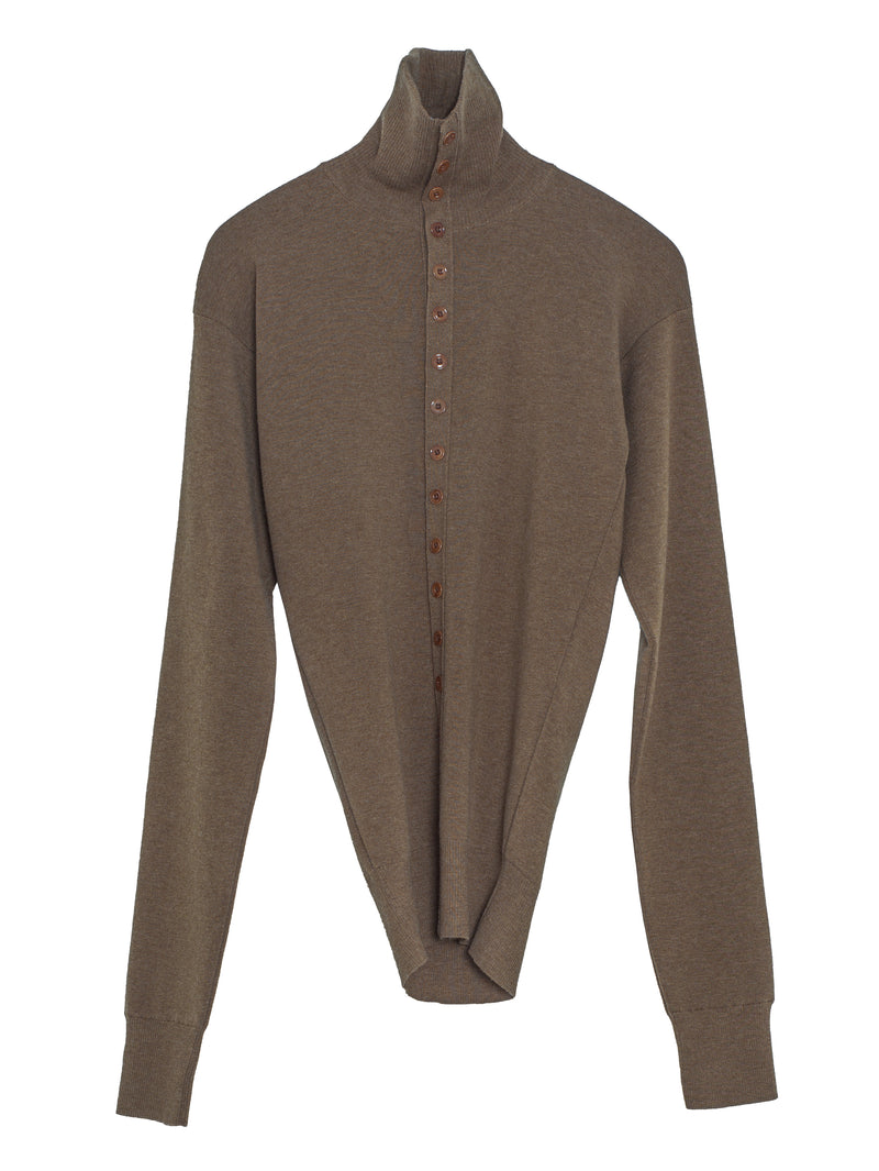 Buttoned Fitted Cardigan Havana