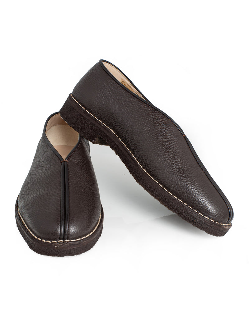 Piped Crepe Slippers Dark Brown