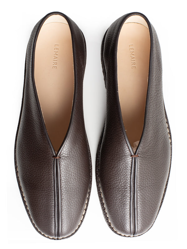 Piped Crepe Slippers Dark Brown