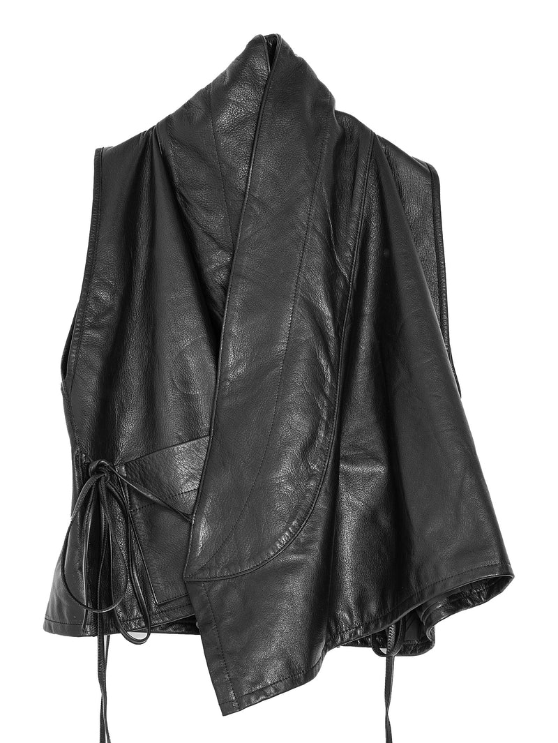 W-R17L8 Vest Eco Cowhide Black