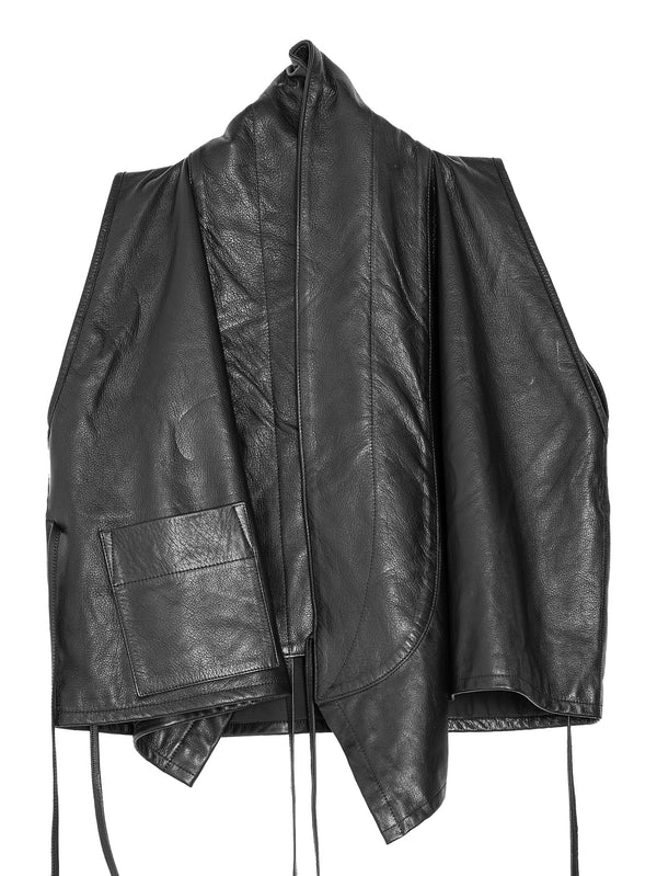 W-R17L8 Vest Eco Cowhide Black