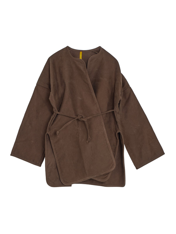 W-R19S7 Long Cross Cardigan Timber Moleskin