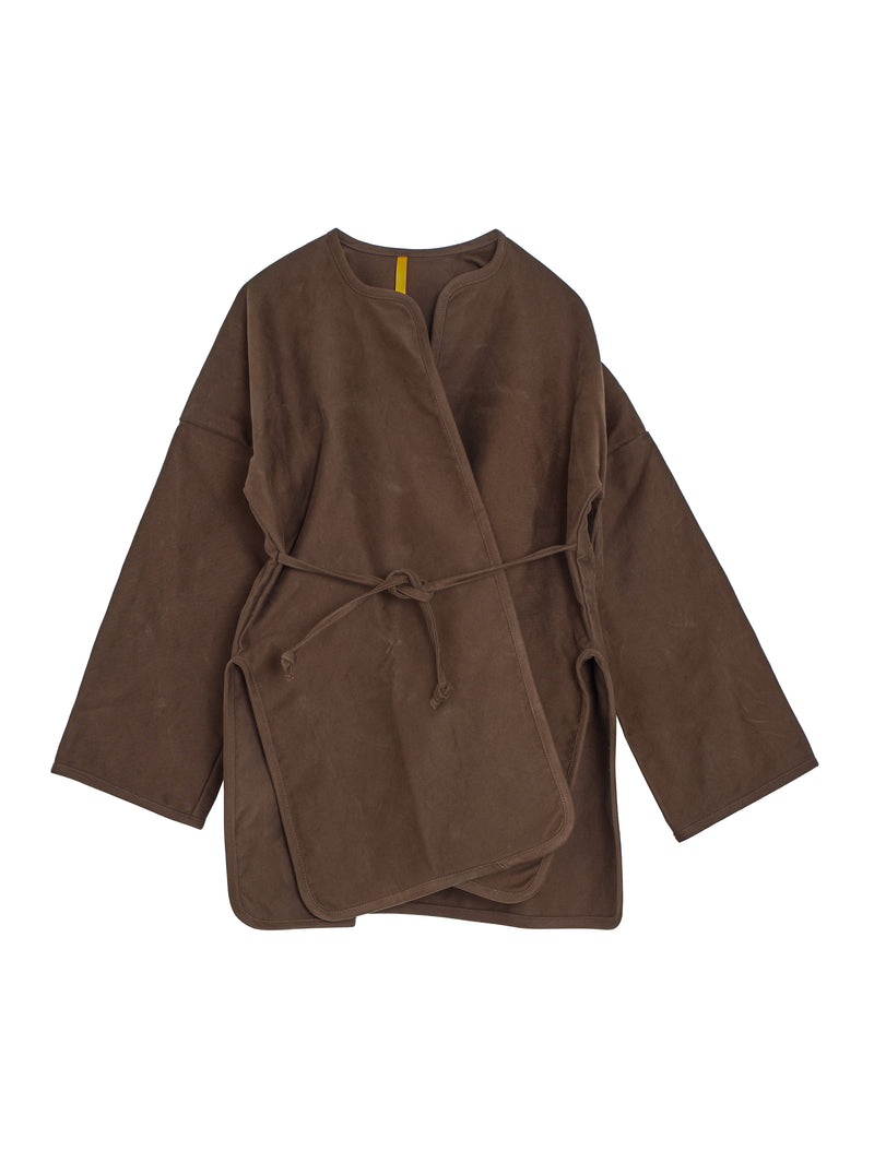 W-R19S7 Long Cross Cardigan Timber Moleskin