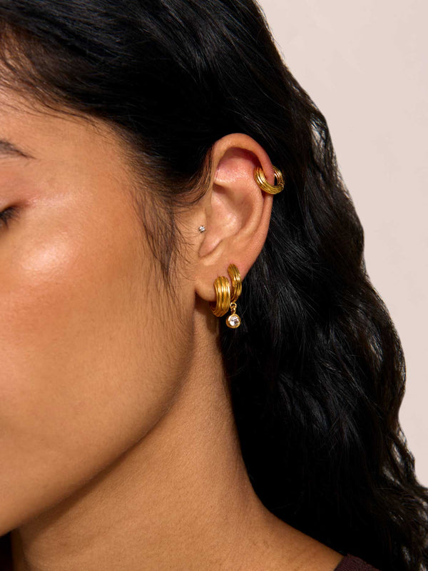 Mini Non Conformist Hoops Topaz Earrings Gold