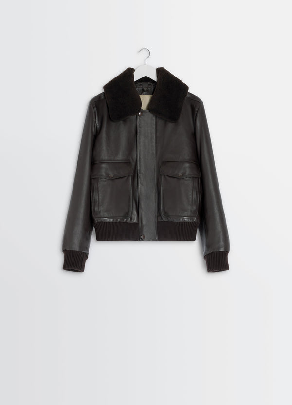 Leather Blouson Charred Oak