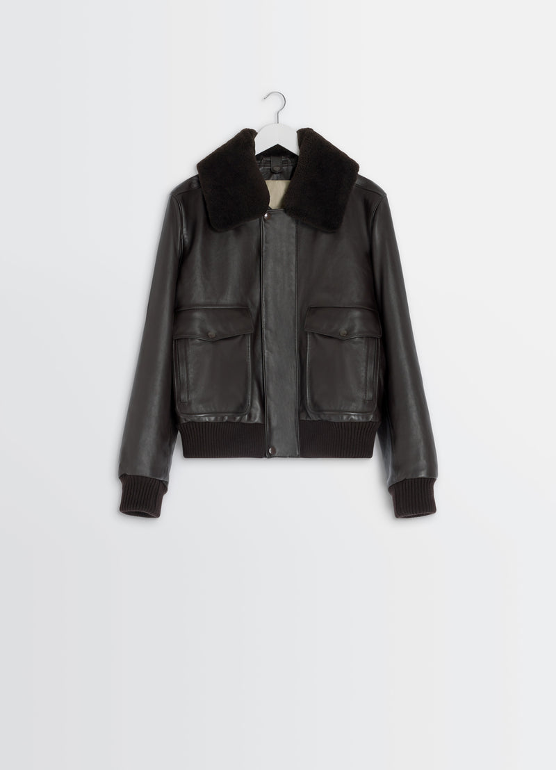 Leather Blouson Charred Oak