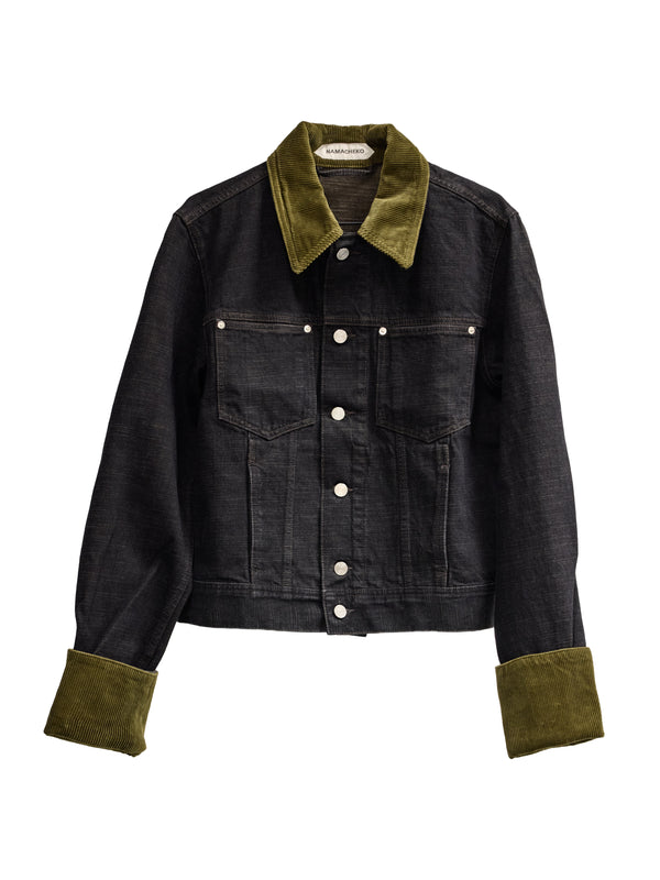 Allenby Denim Jacket With Corduroy Nero Tabacco Drab