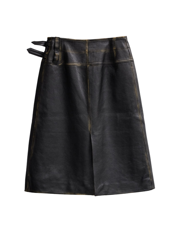 Flora Leather Skirt Black