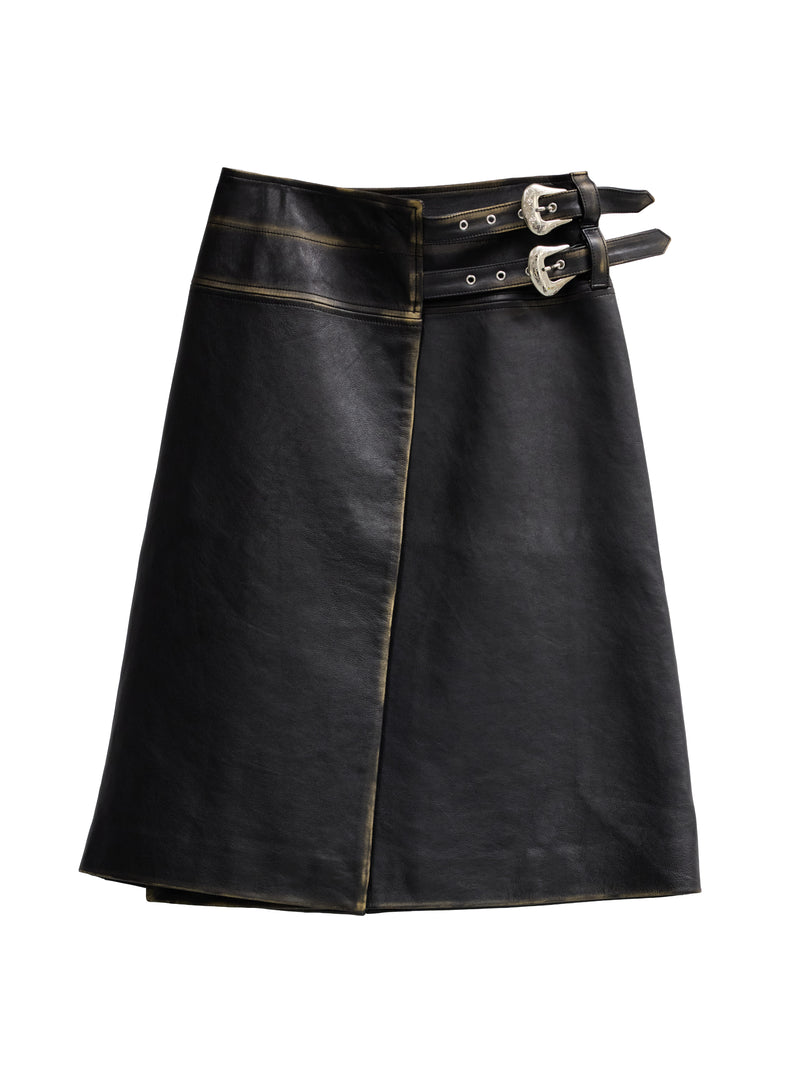 Flora Leather Skirt Black