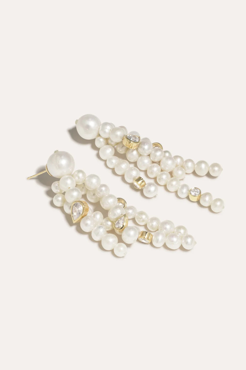 The Bay of Thoughts Gold Plated Earrings With Pearls And Zirconia