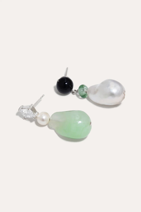 Baroque Pearl And Resin Uneven Earrings