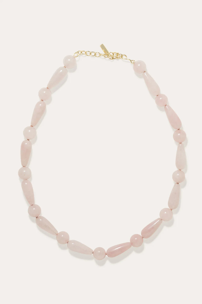 Gold plated Silver Necklace Rose Quartz Bead