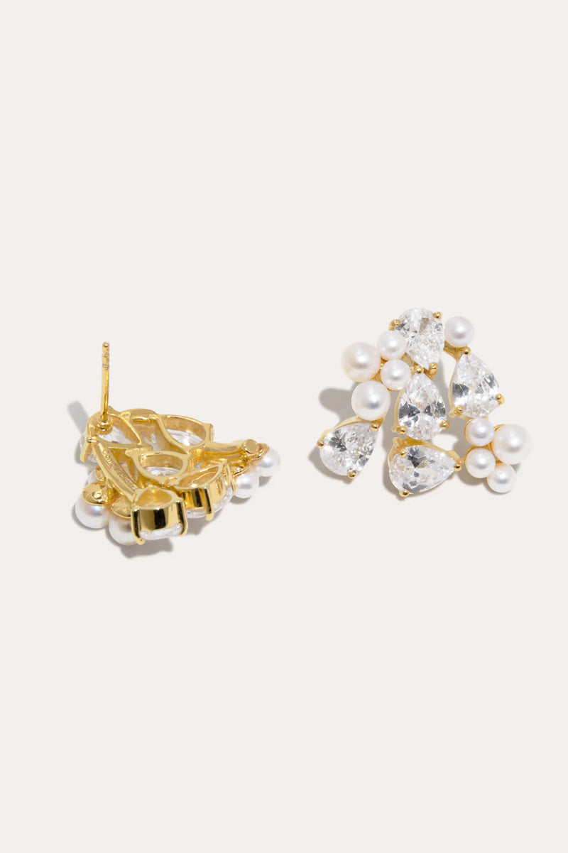 Pearl And Zirconia Recycled Gold Vermeil Earrings