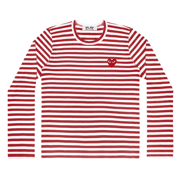 CDG Play Men's Long Sleeve T Red And White Striped