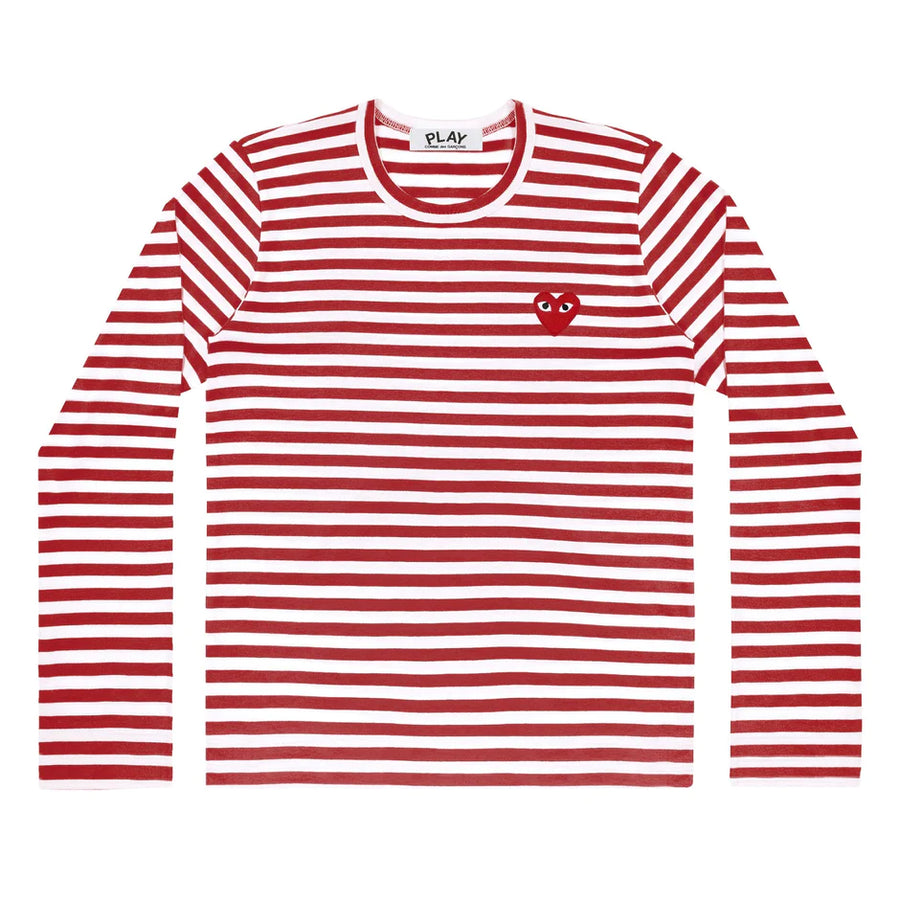 Comme des Garçons Play CDG Men's Long Sleeve Red And White Striped