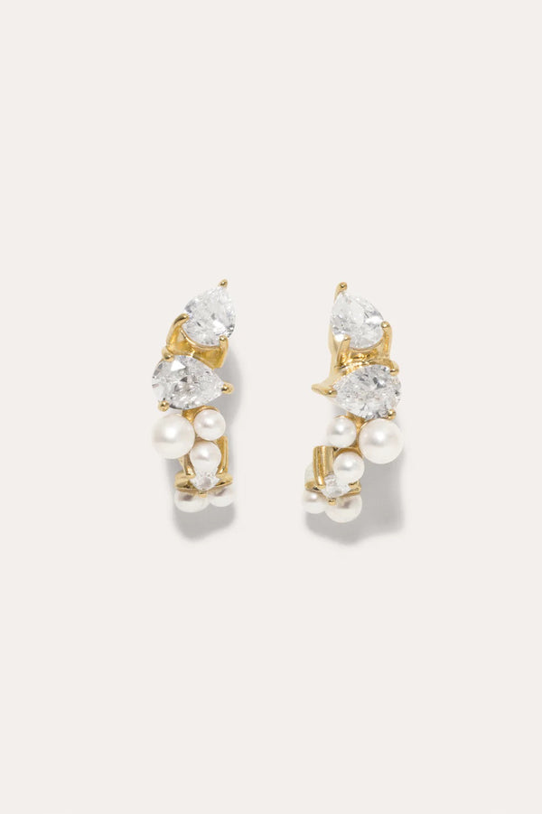 Chasing Shadows Pearl And Zirconia Recycled Gold Vermeil Small Earrings