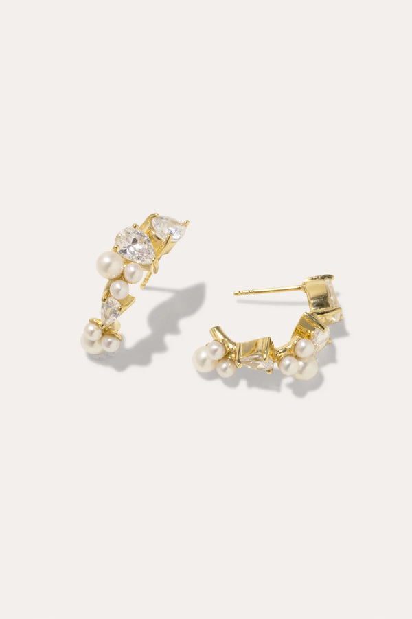 Chasing Shadows Pearl And Zirconia Recycled Gold Vermeil Small Earrings
