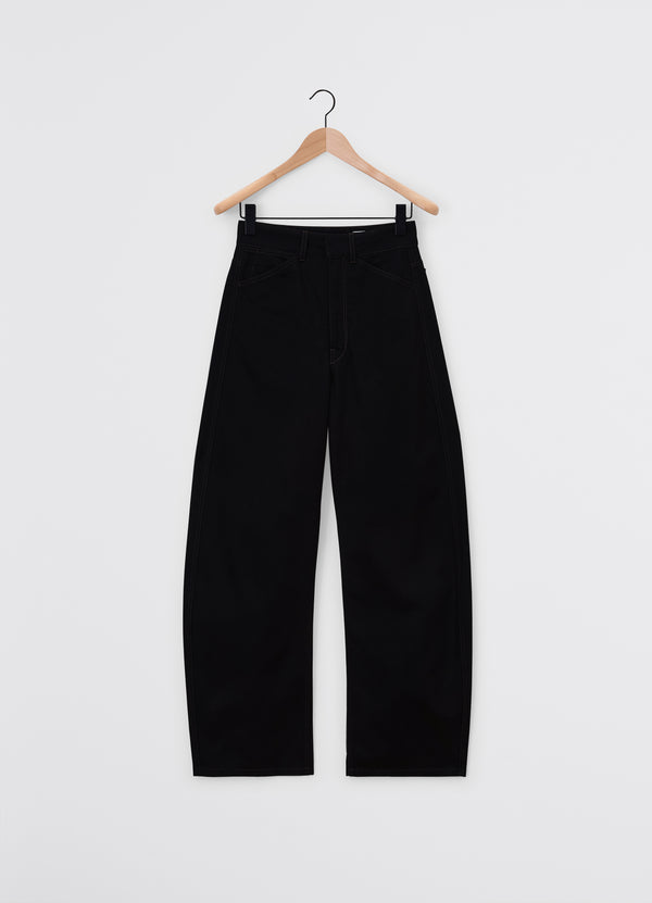 High Waisted Curved Pants Black