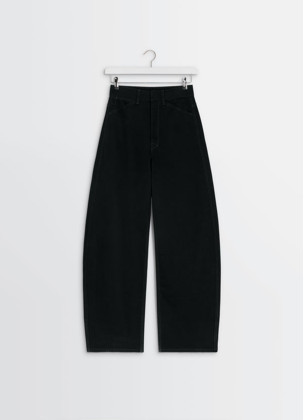 High Waisted Curved Pants Black