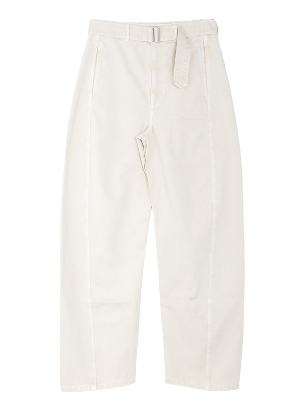 Twisted Belted Pants Denim Snow Oat