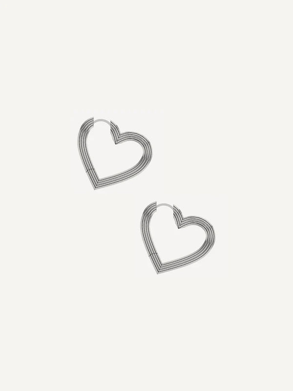 Petit Coeur Hoops Earrings Silver