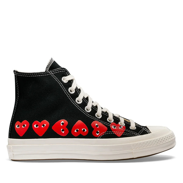 CDG Play Converse Multi Red Heart Chuck Taylor All Star '70 High Sneakers Black