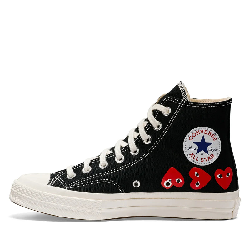 CDG Play Converse Multi Red Heart Chuck Taylor All Star '70 High Sneakers Black