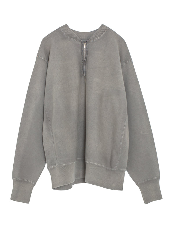 Vintage Half Zip Rib Collar Sweatshirt Gray