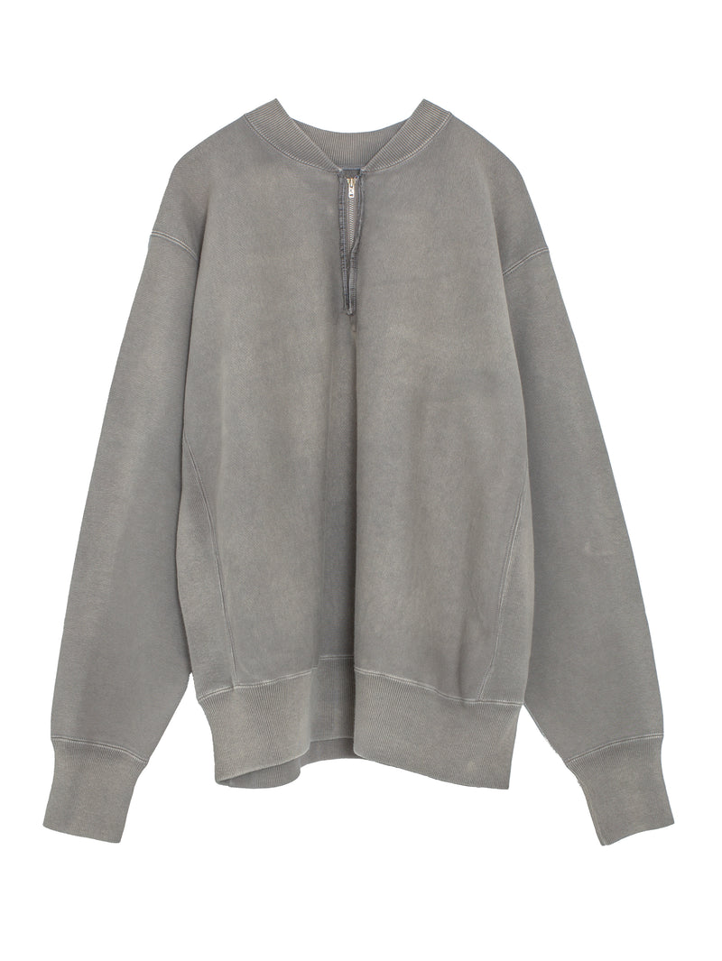 Vintage Half Zip Rib Collar Sweatshirt Gray