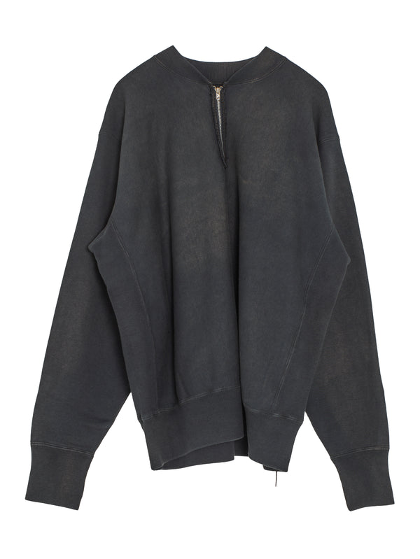 Vintage Half Zip Rib Collar Sweatshirt Black