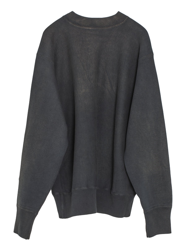 Vintage Half Zip Rib Collar Sweatshirt Black