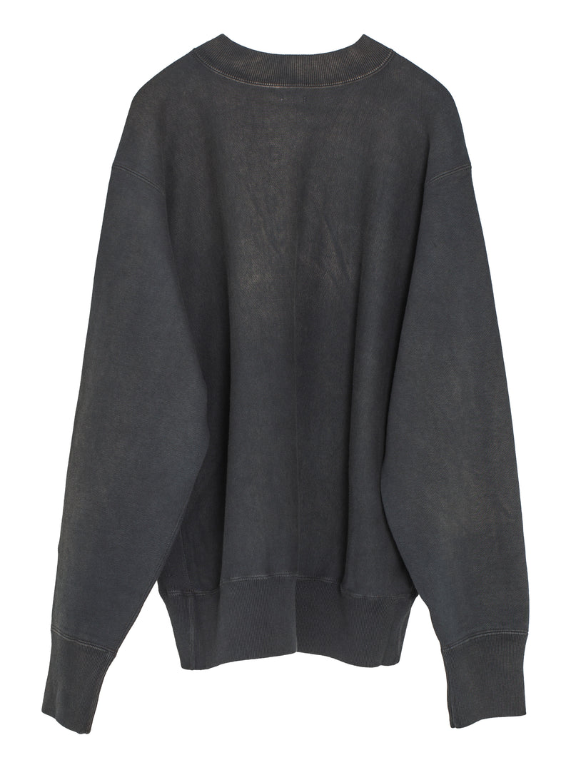 Vintage Half Zip Rib Collar Sweatshirt Black