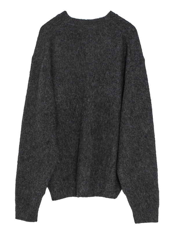 Cashmere Middle Gauge Henley Neck Sweater Charcoal