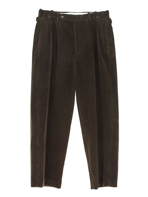 Wool Corduroy Wide Tapered Trousers Khaki