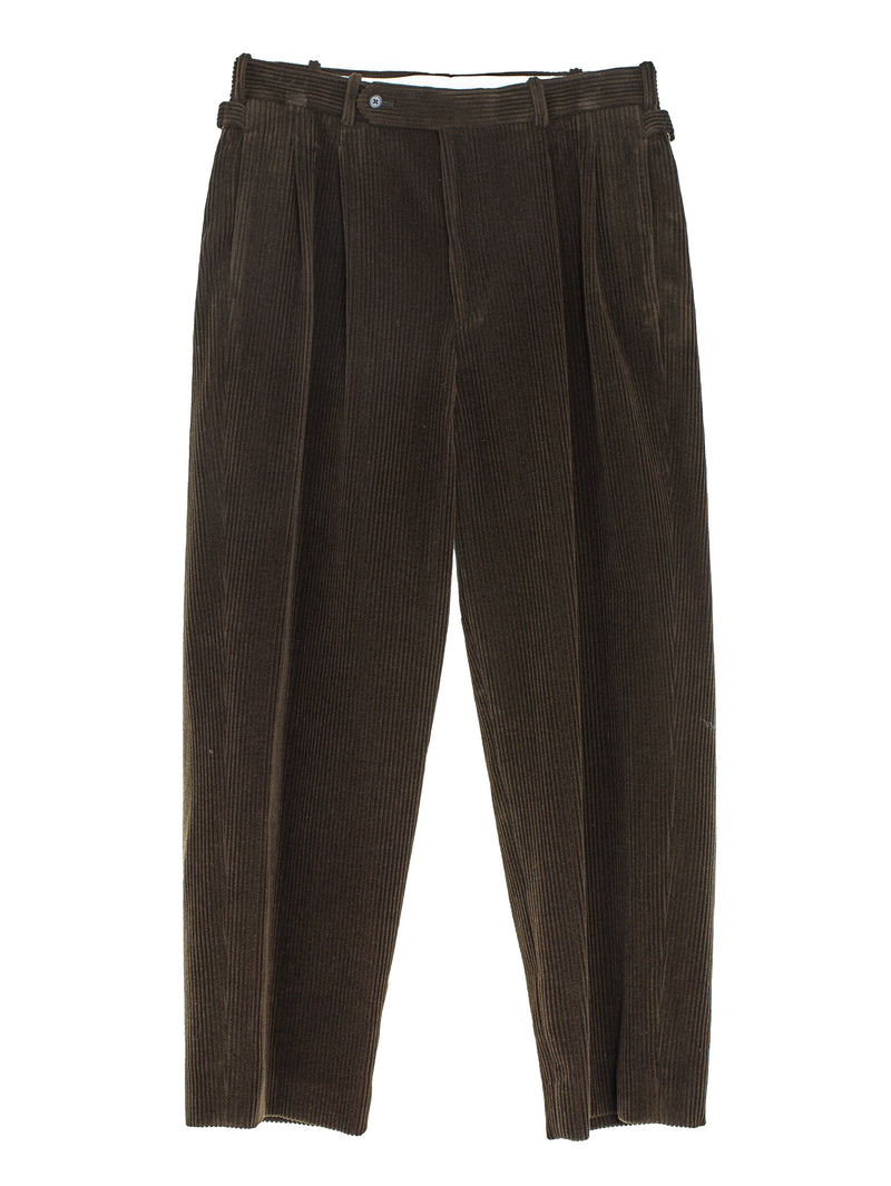 Wool Corduroy Wide Tapered Trousers Khaki