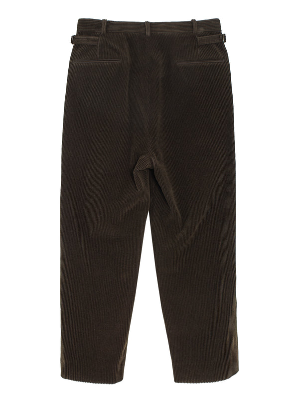 Wool Corduroy Wide Tapered Trousers Khaki