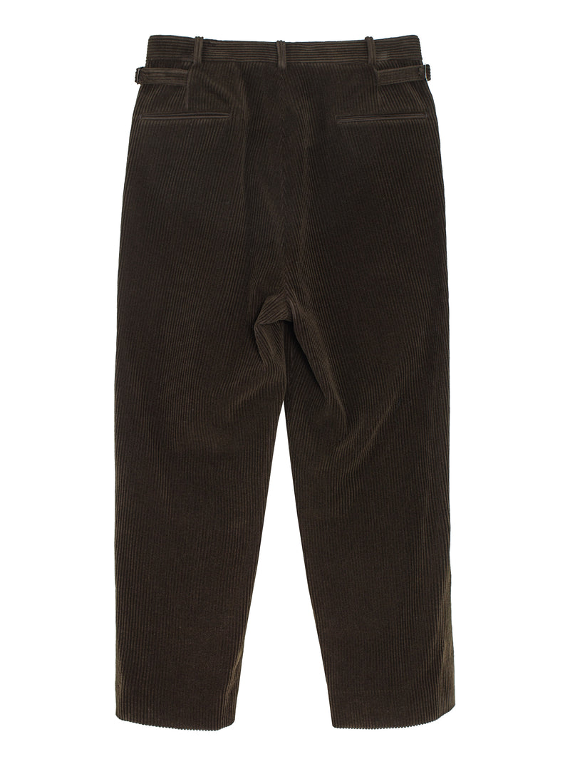 Wool Corduroy Wide Tapered Trousers Khaki